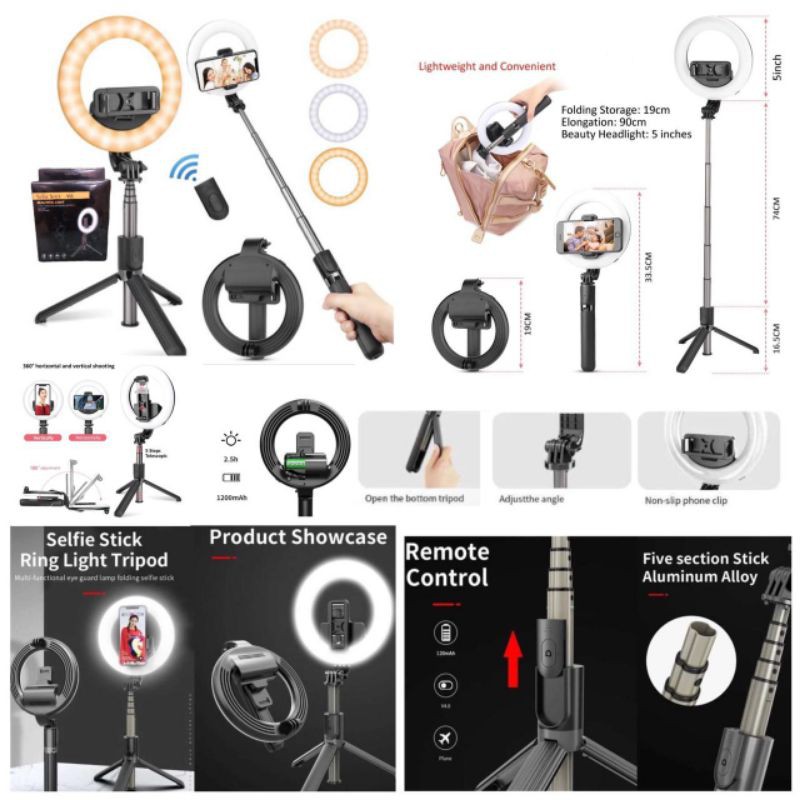 Tongsis 3in1 + RingLight A16