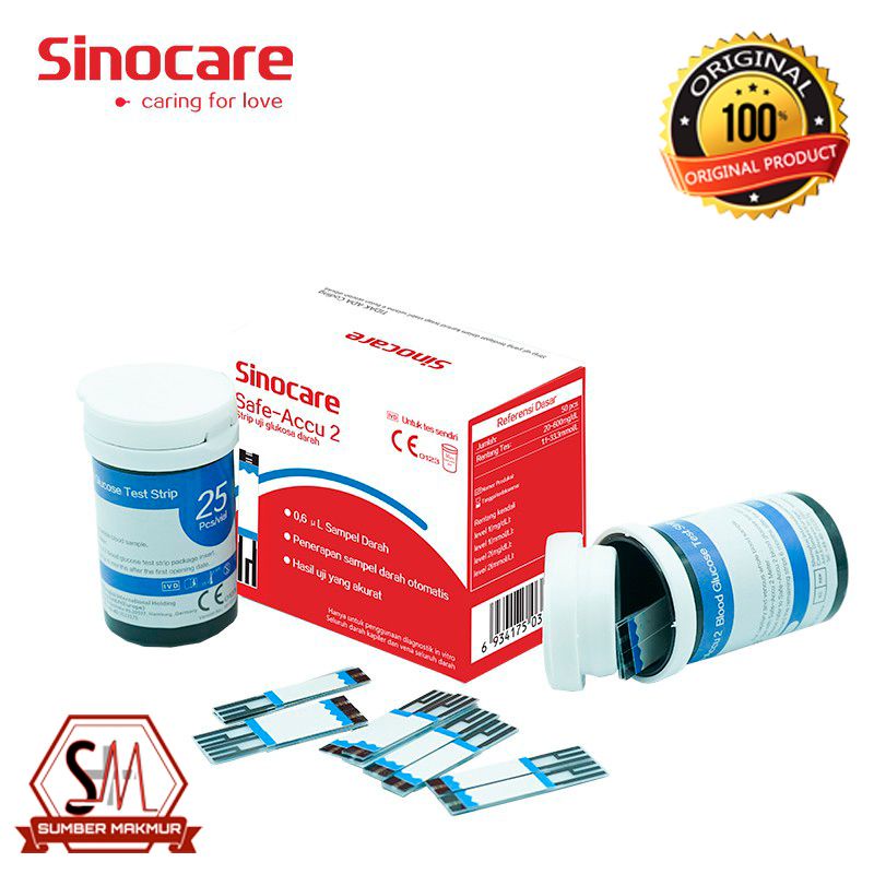 Strip Uji Gula Darah | Strip Test Gula Darah Sinocare Safe-Accu 2  (50 Strip)