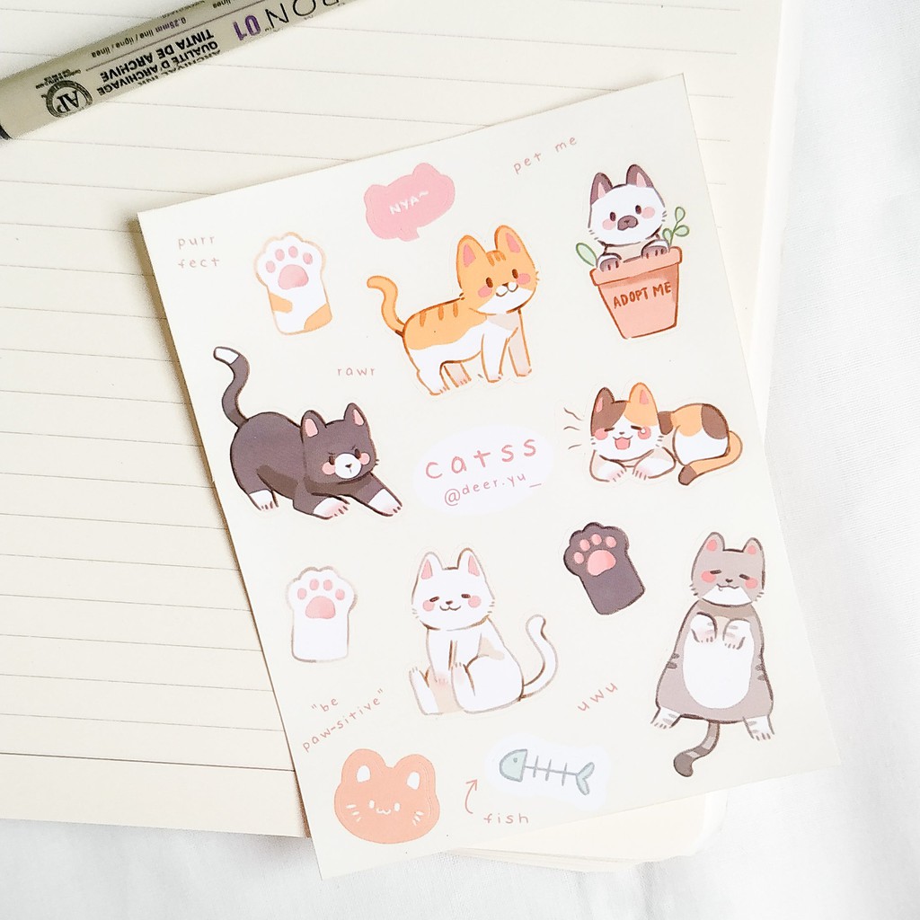 

Deer yu - Catss Sticker Sheet / Stiker (waterproof)