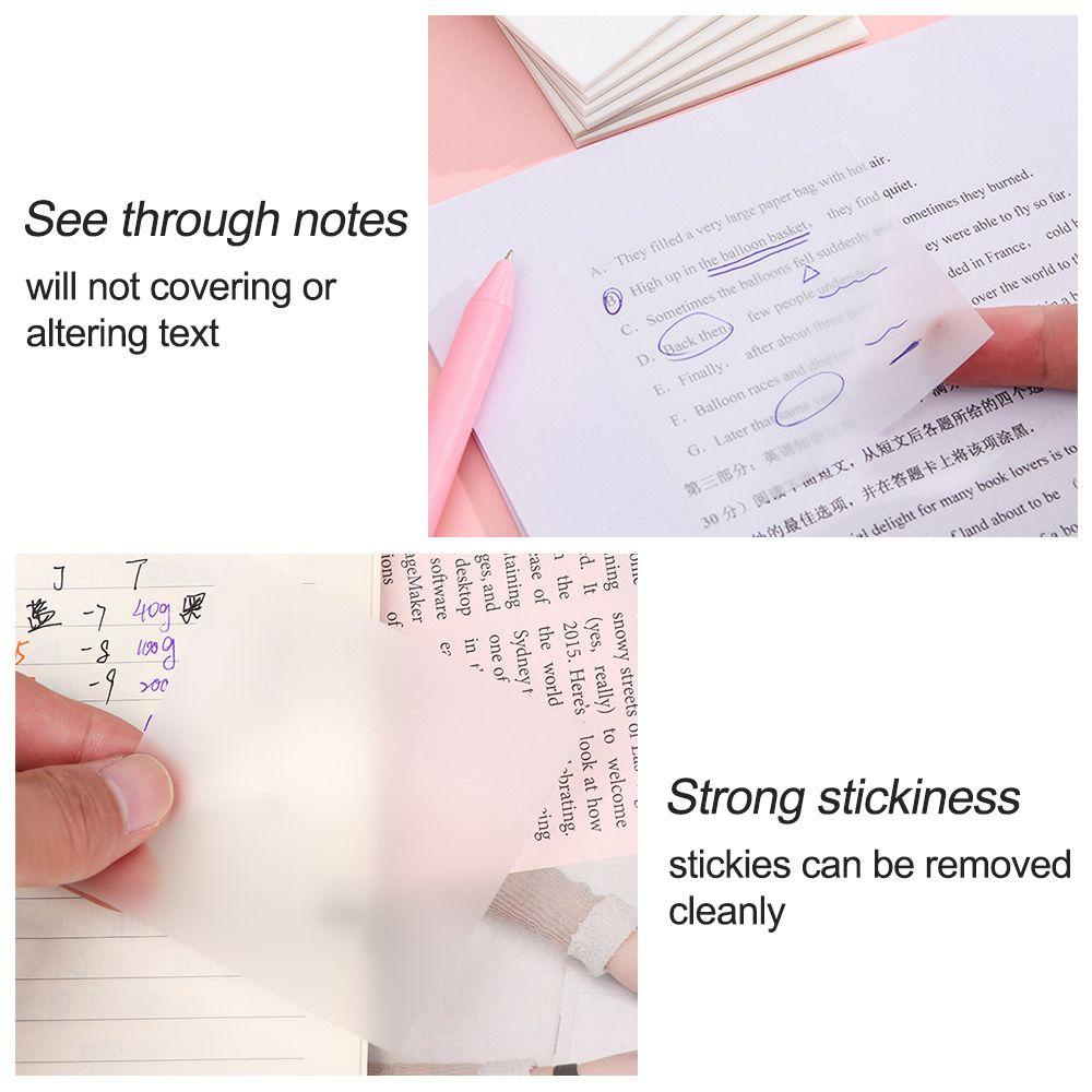 Populer Transparan Sticky Notes Self-Adhesive Pesan Notes Stiker Perlengkapan Sekolah Memo Pads