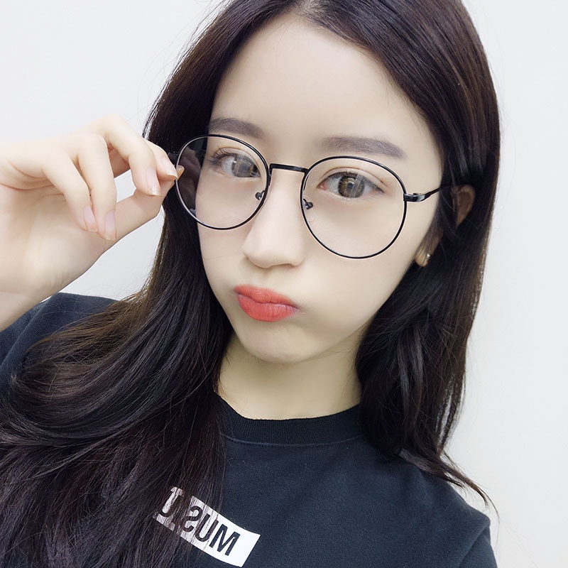 (YUZHU) Bayar di Tempat 100% Anti Blue Kacamata Retro Bundar Eyeglasses Wanita/Pria