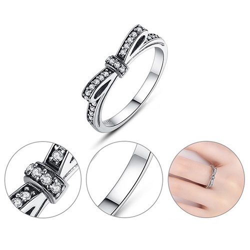 Hu Hu Hu Hu Hu Alat Bantu Pasang Kacamata♡ Cincin Wanita Bentuk Pita Aksen Berlian Imitasi Gaya Vintage Untuk Hadiah