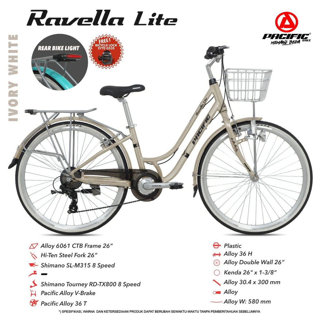 SEPEDA CTB/MINI 26 inch DEWASA ALLOY RAVELLA LITE PACIFIC (26 INCH)