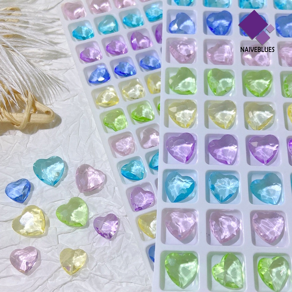 Naiveblue &gt; 10Pcs / Set Charms Berlian Imitasi Bentuk Hati Transparan Untuk Dekorasi Nail Art 3D