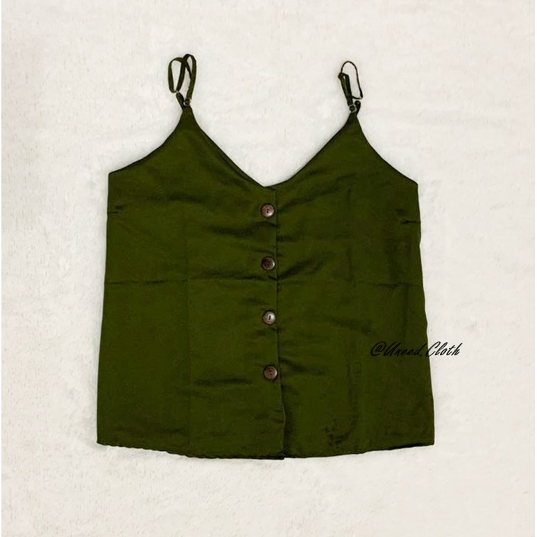 Uneed Cloth / TANKTOP WANITA POLOS / TENGTOP / TANKTOP JUMBO / TANGTOP / TANK TOP KANCING / LYLA XXL-Army