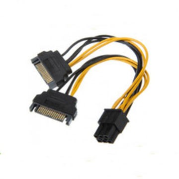 Cable 6 pin PCIe to 2 15 pin sata power - kabel power 6 pin to sata cabang