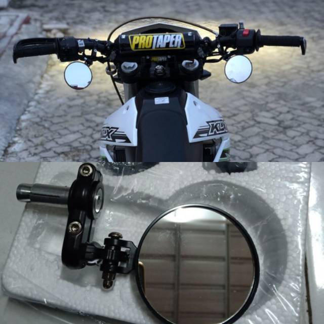 Spion Bulat Supermoto Kaca Datar