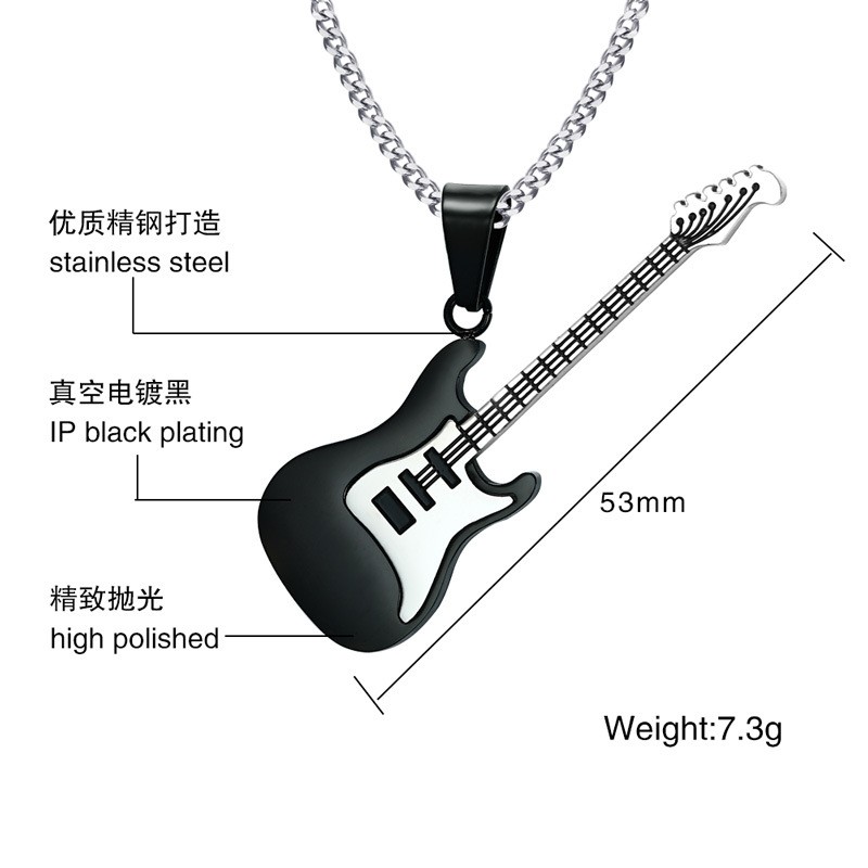 Kalung Cowok Pria bahan titanium cocok hadiah trend masa kini KC001 motif gitar