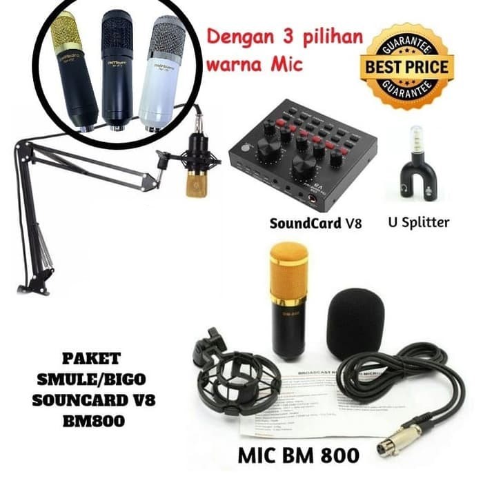 Paket Murah Mic BM800 Soundcard V8 Spesial Karaoke Online Smule