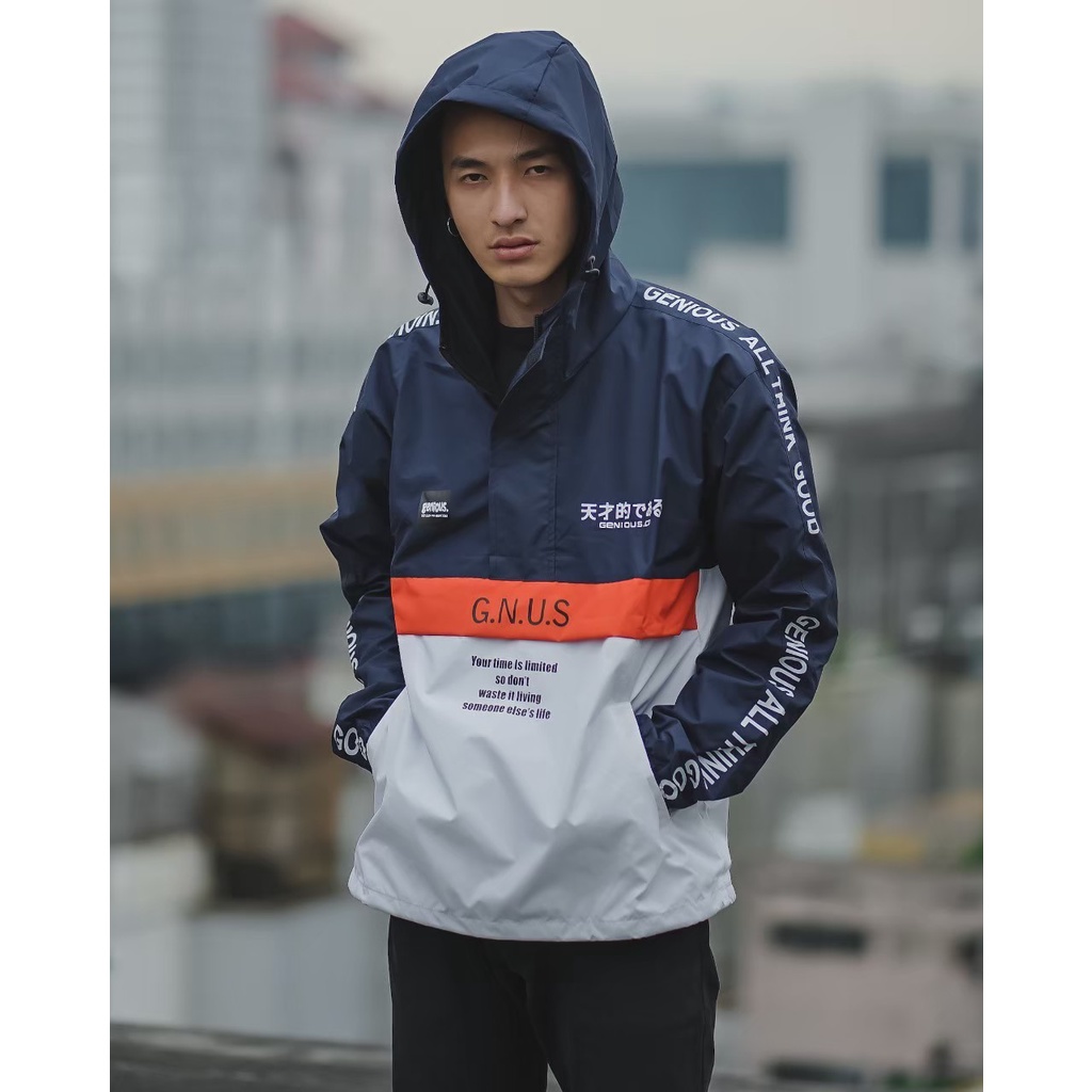 Jaket Pria Waterproof Jaket Windbreaker Genious Cagoule Anti air