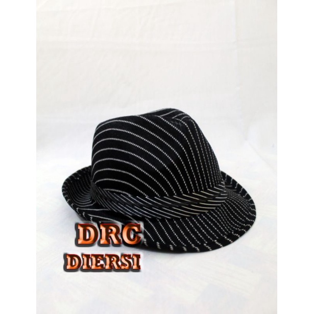 SQUAD JEANS TOPI FEDORA GARIS HITAM /TOPI KOBOY/TOPI TOMPI/TOPI ANYAMAN
