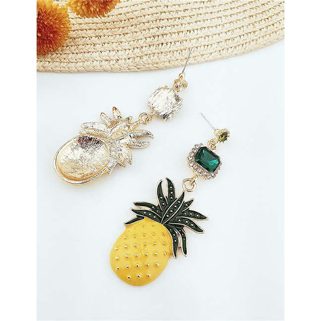 LRC Anting Tusuk Fashion Yellow Fruit Pineapple Earrings F52668