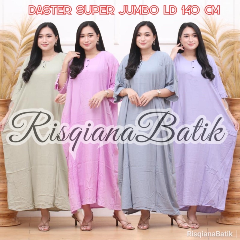 Daster Jumbo ld140 kekinian adem busui XXL BB100 Bahan Polos Rayon Lengan Pendek Dress Super Jumbo Big Size