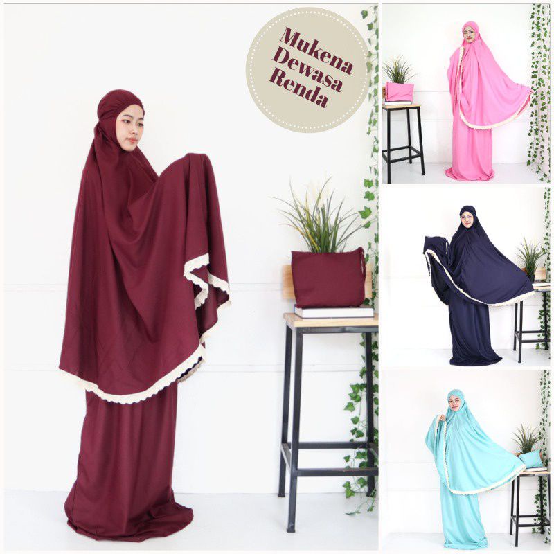 Mukena Dewasa Renda Polos Perlengkapan sholat wanita