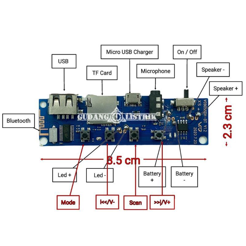 Module MP3 Bluetooth Player Amplifier Mono Portable Bisa Karaoke