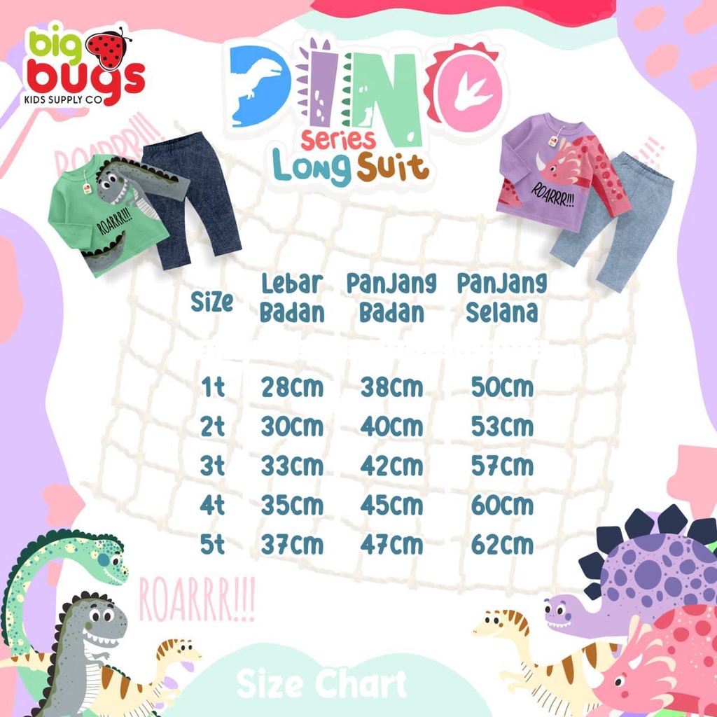 Setelana anak Dino series Longsuit by Big bugs