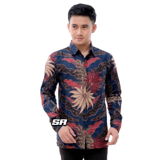 Batik Pria Lengan Panjang Batik Azmil Hrb026 Motif Mega Mendung Kode 002 Size M L Xl Xxl Reguler