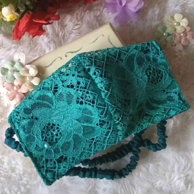 masker brokat brukat cantik hijab