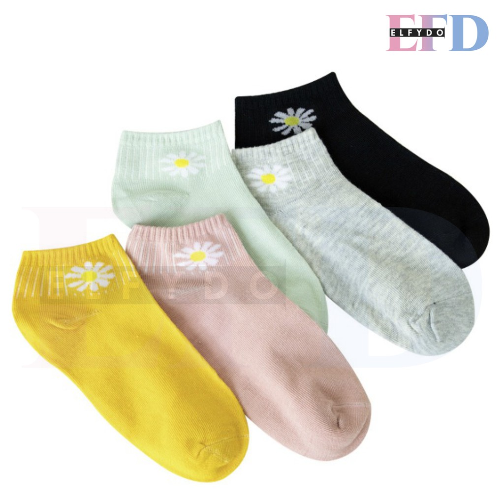 ELFYDO - D080 Kaos Kaki Motif Bunga Aster  Kaos Kaki Girl