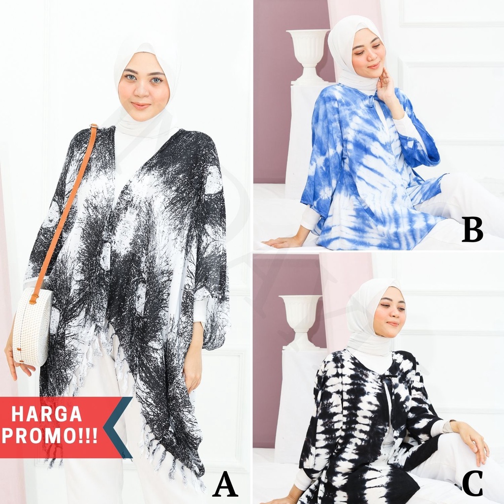 Outer Wanita Cardigan Tie Dye Bali Kain Rayon Adem Baju Atasan Pantai Oversize