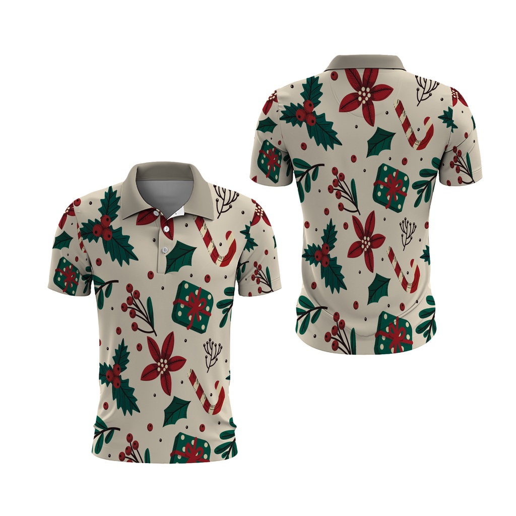 Utamamedia - Kaos Kerah Merry Christmas | Polo Shirt Natal Merry Christmas FullPrint