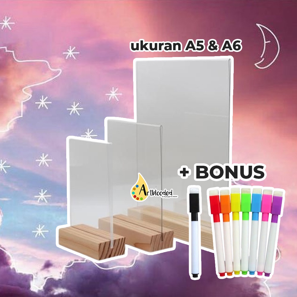 

(BONUS Spidol) Acrylic To do List / Monthly Planner / Weekly Planner polos + Wood Stand Acrylic Holder