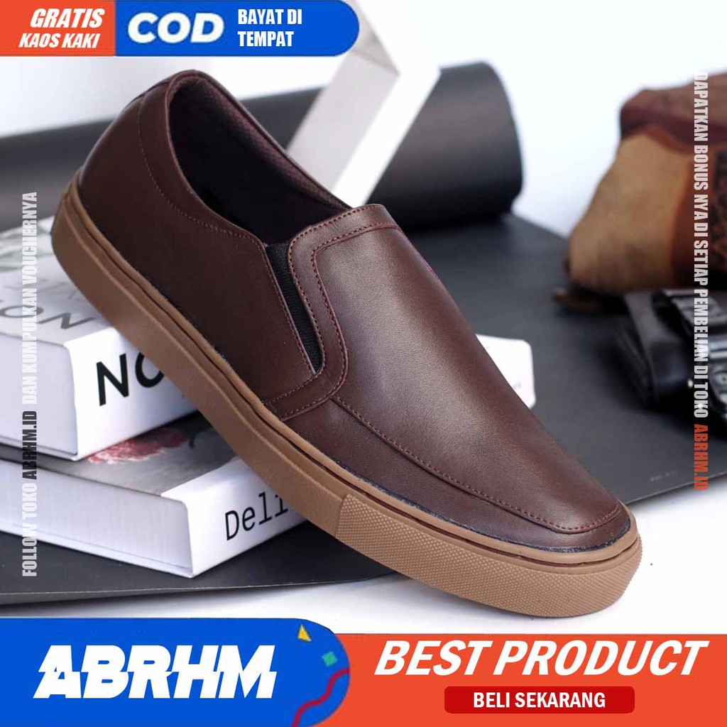 ABRHM x JIMAN Sepatu Kasual Pria Sepatu Kerja Pria Kantor Sepatu Pria Casual Cowok / Cowo Sepatu Casual kekinian Santai Gaya Keren Original Terlaris