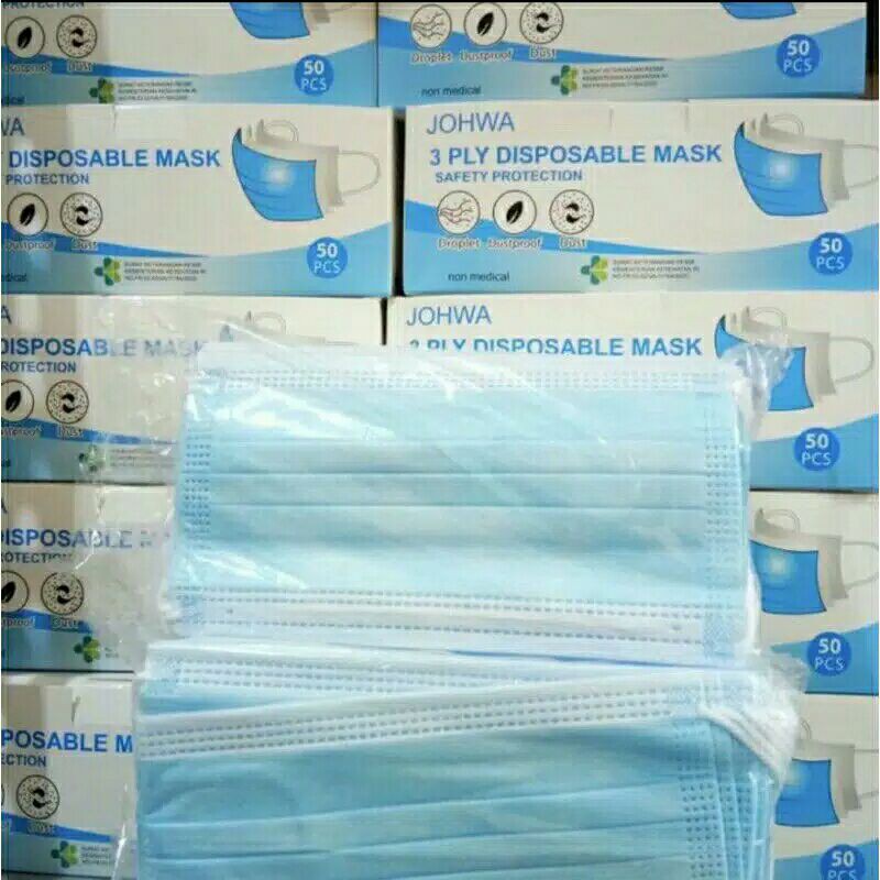 Masker 3 ply isi 50 pcs Masker Diposable Masker Earlop Face Mask Masker 3ply isi 50pcs