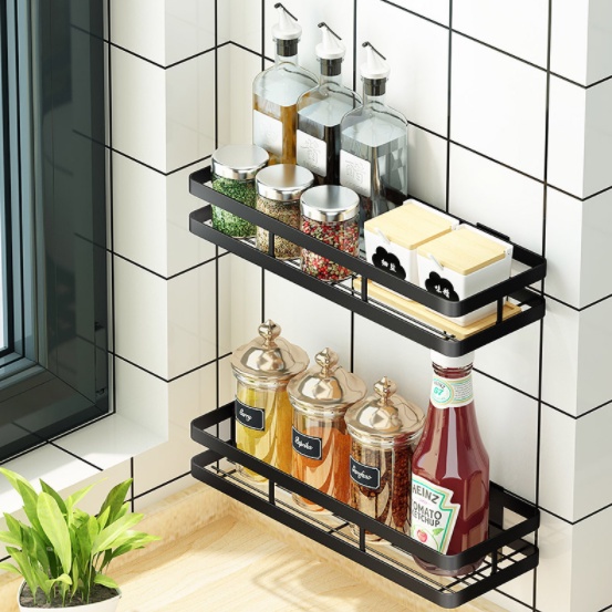 Rak Bumbu Dapur Dinding Stainless Steel Rak Kamar Mandi Rak Penyimpanan Organizer