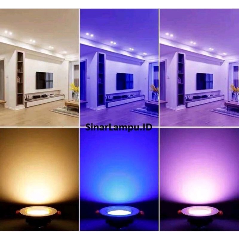 PROMO LAMPU LED DOWNLIGHT 6 WATT 3 WARNA BISA GANTI BEDA WARNA Diameter 10cm Lampu langit langit rumah lampu plavon plafon plapon