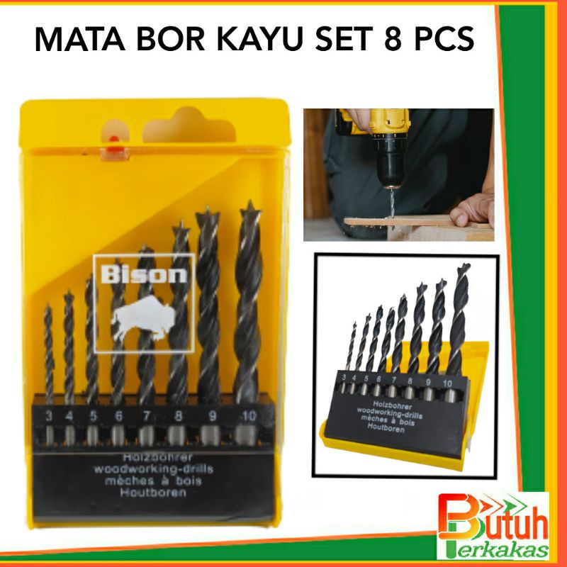 mata bor kayu set 8 pcs - mata bor kayu bison set 8 pcs - mata bor kayu