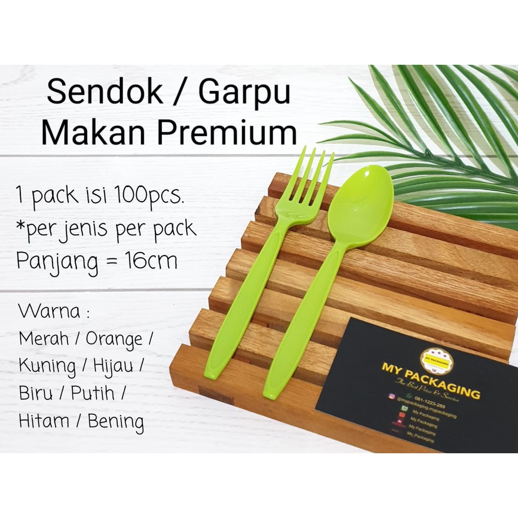 Fork / Garpu Makan Plastik PREMIUM Warna (isi 100 pcs) TEBAL