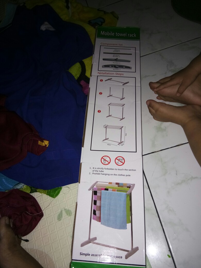 Rak Jemuran Handuk Aluminium 5 Baris Minimalis - Mobile Towel Rack