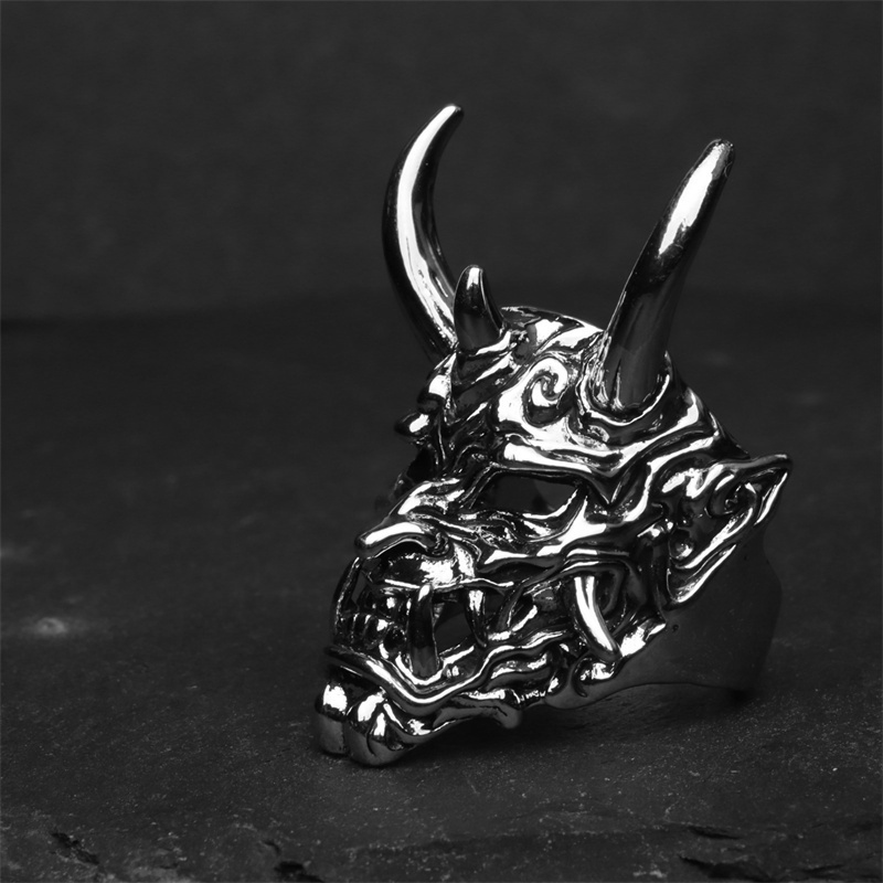 【COD】Cincin Desain Tengkorak Monster Prajna Demon Mask Gaya Retro Gothic Untuk Pria