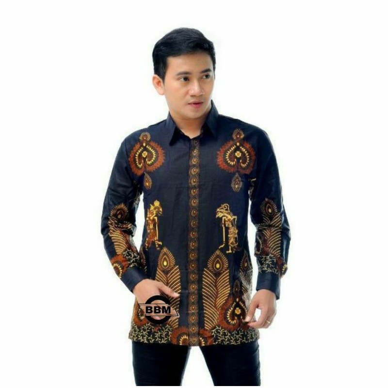Baju Batik Pria Gus Azmi Syubbanul Muslimin Batik Katun Halus Hadroh Azzahir Hilwa Ala Santri Modern-Kemeja wayang