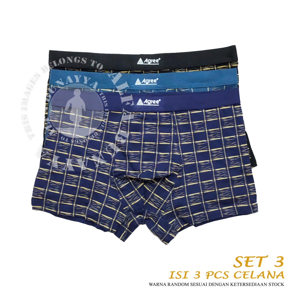 3 Pcs Celana Dalam Pria AGREE SPORT BOXER CD Underwear Pakaian Dalam AB12AGS34