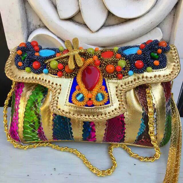 Clutch pesta bahan kulit ular python asli/tas pesta