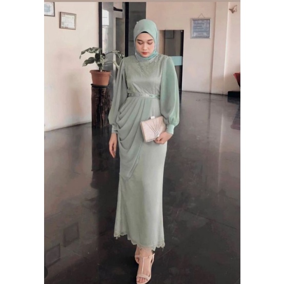 COD READY Gamis Pesta Satin Mewah Mutiara Gaun Bridesmaid Bigsize