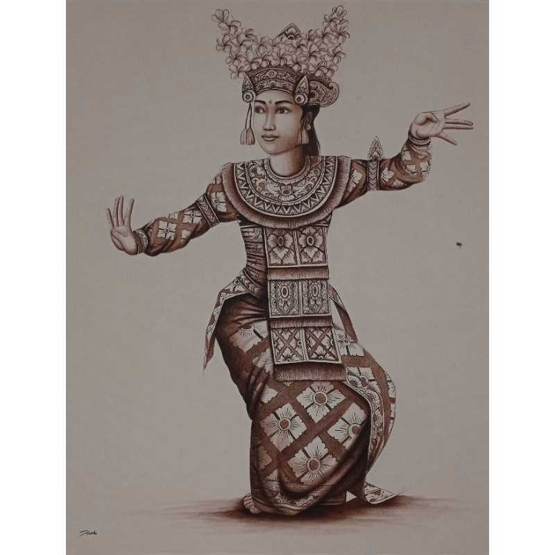 Lukisan penari legong tradisi bali bagus indah cantik antik