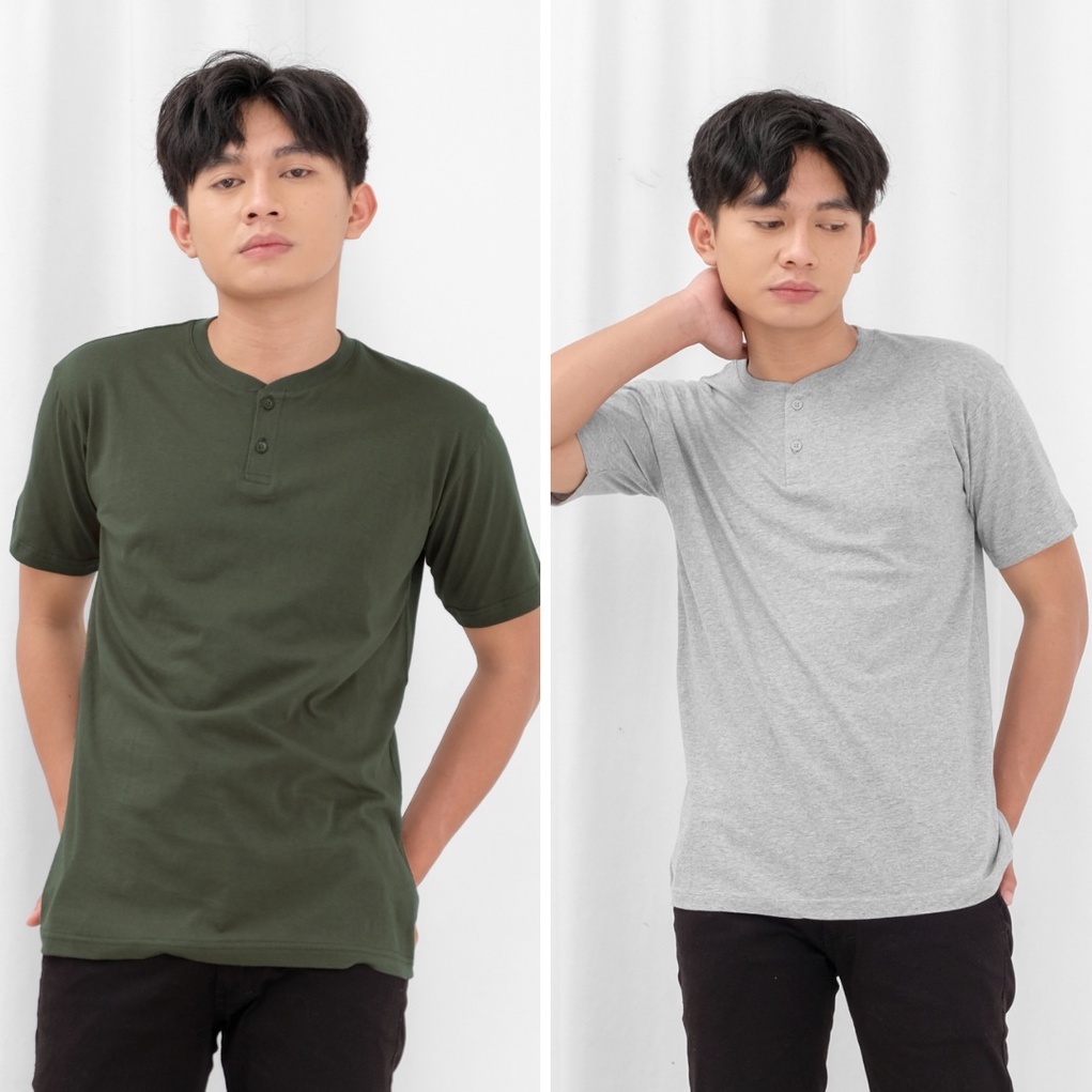 KAOS POLOS KANCING HENLEY Lengan Pendek Pria BAHAN COTTON COMBED 30S Kualitas Premium Distro