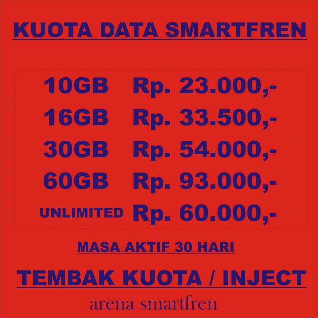 Kuota Smartfren INJECT / TEMBAK KUOTA