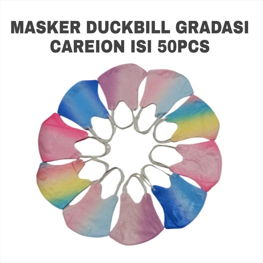 MASKER DUCKBILL CAREION GRADASI WARNA 3D ISI 50PC