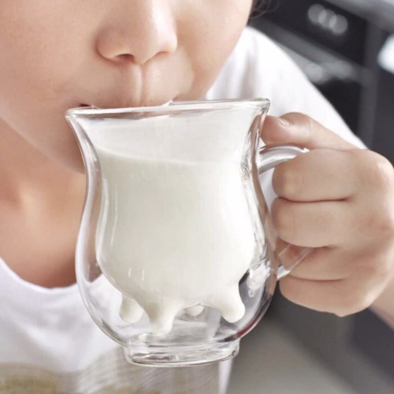 Gelas Unik Lucu Transparan Double Layers Tetek Sapi Glass Milk