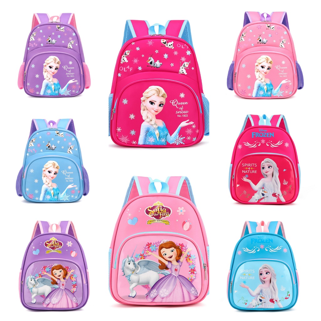 Tas IMPORT Anak Paud TK RA BA TPA Ransel Sekolah Anak karakter perempuan cewek wanita Snow Princess Sofia Frozen