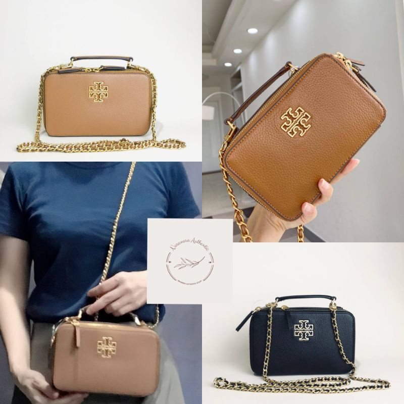 TB britten small top handle cas black/bark ghw- tb bag authentic- tb bag ori
