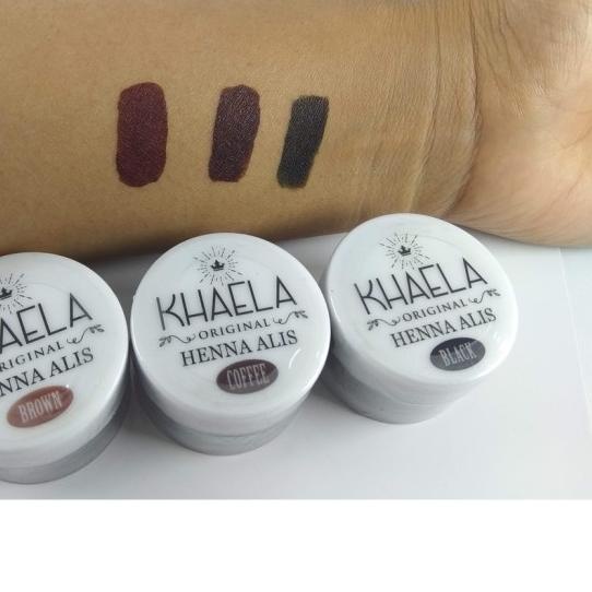 ✦ PAKET KHAELA HENNA ALIS BLACK DAN HENNA ALIS BROWN / EYEBROW HENNA - Black Brown ✭