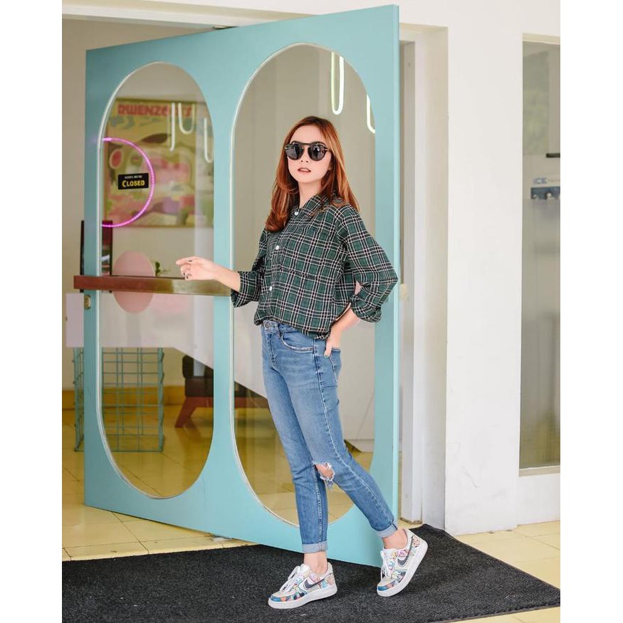 Kemeja Flanel Wanita Square Premium - SAR VIG FLANEL ARMY