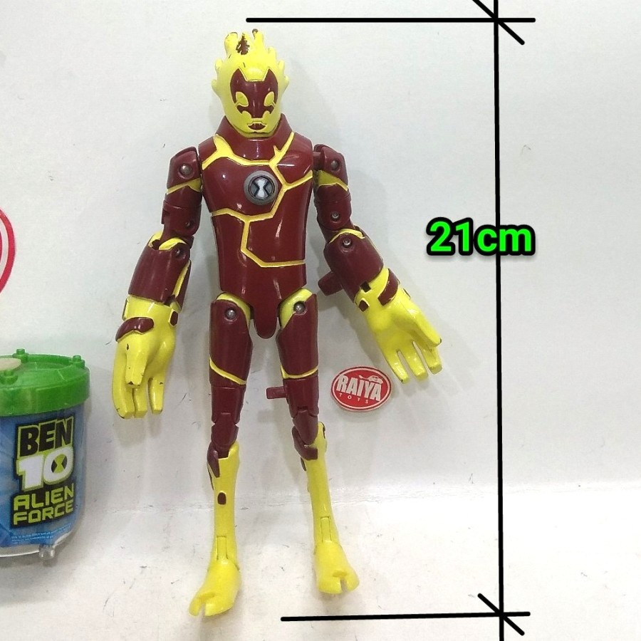 BEN 10 HEATBLAST METAMORFIGURE ALIEN FORCE BEN10 ACTION FIGURE 21cm LUS ORI BANDAI bukan jam omnitri