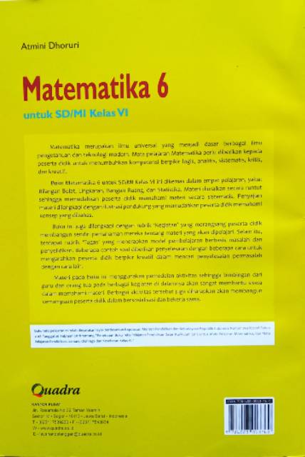 Buku Matematika Kelas 6 Sd Mi Kurikulum 2013 Penerbit Quadra