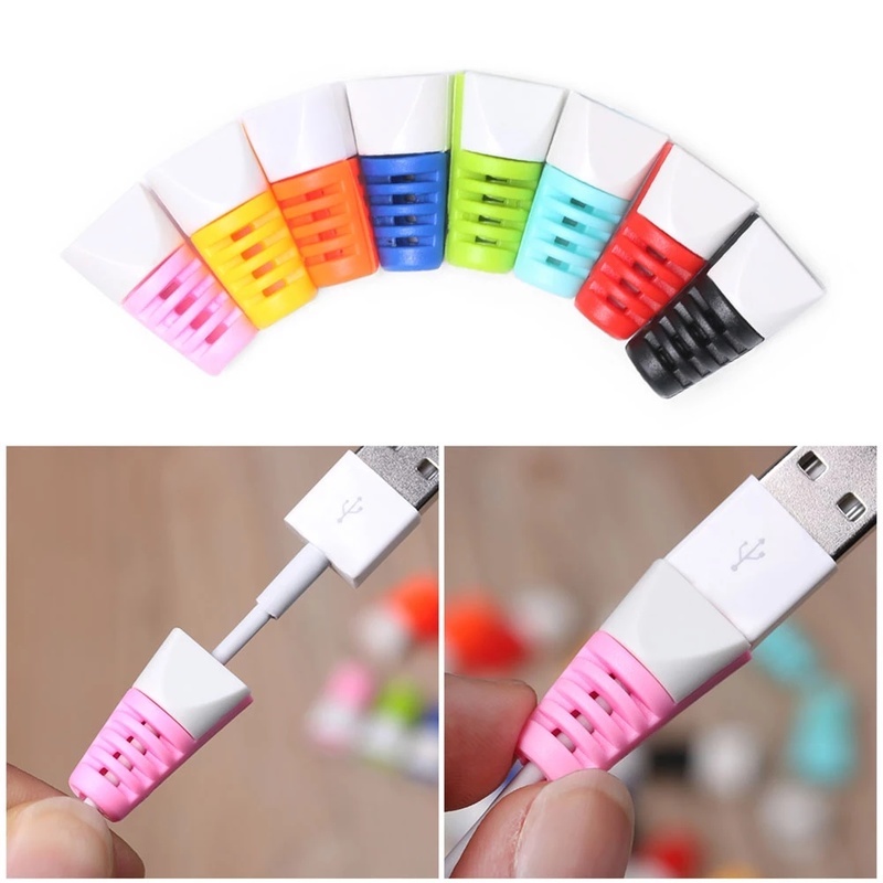 2 Pcs Pelindung Kabel Data / Charger / USB Anti Putus Warna-Warni